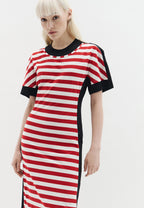 Red Striped Layered Dress