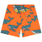 Orange Whale Print Shorts