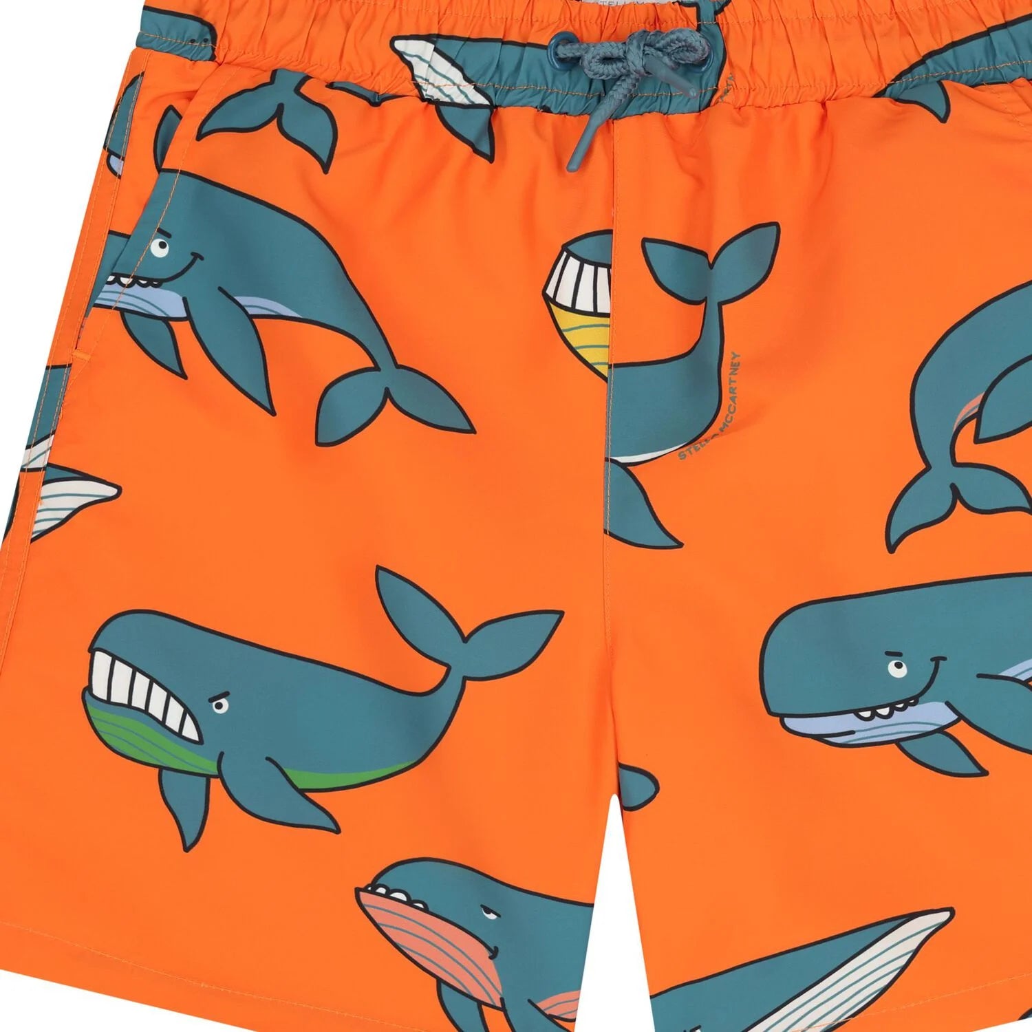 Orange Whale Print Shorts