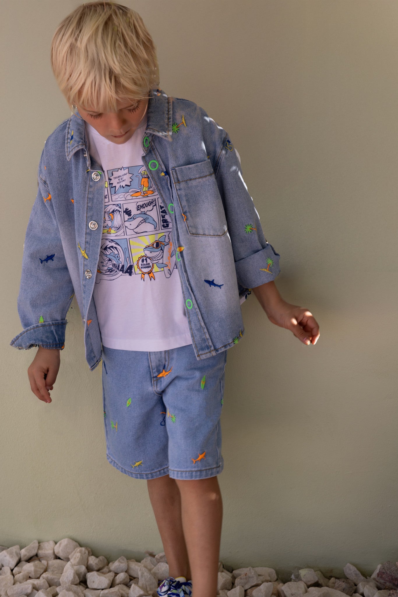 Denim Print Bermudas