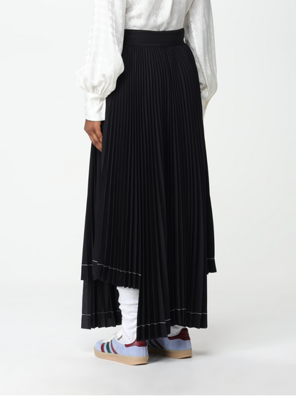 Pleated Asymmetric Long Skirt