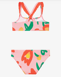 Girls Pink Bikini with Tulip Print UPF50+