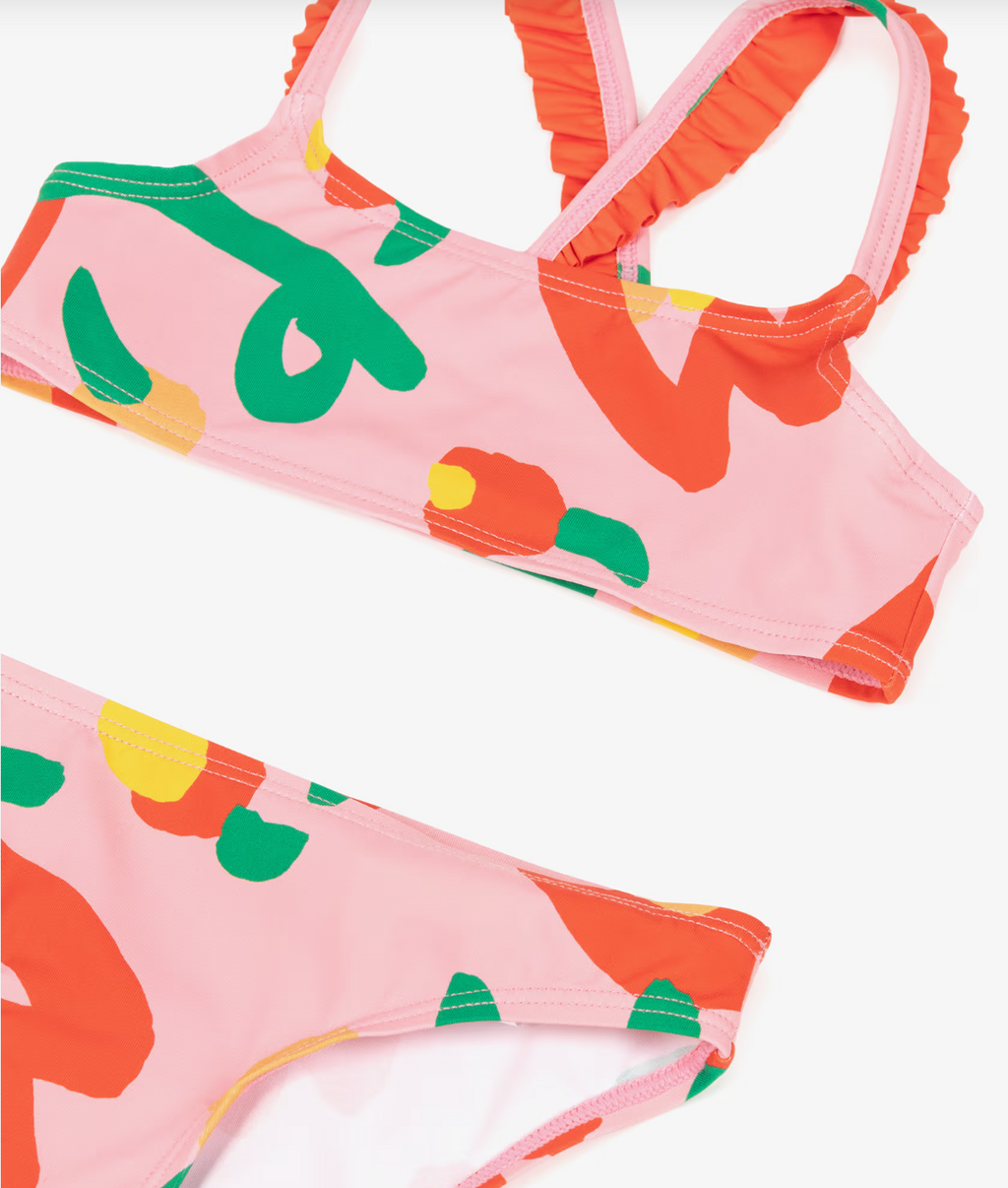 Girls Pink Bikini with Tulip Print UPF50+