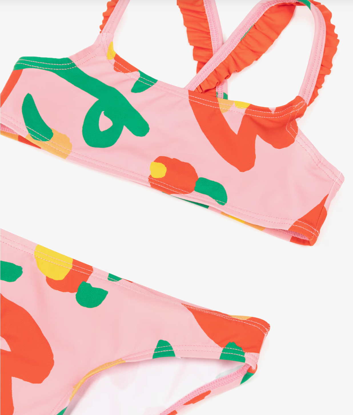 Girls Pink Bikini with Tulip Print UPF50+