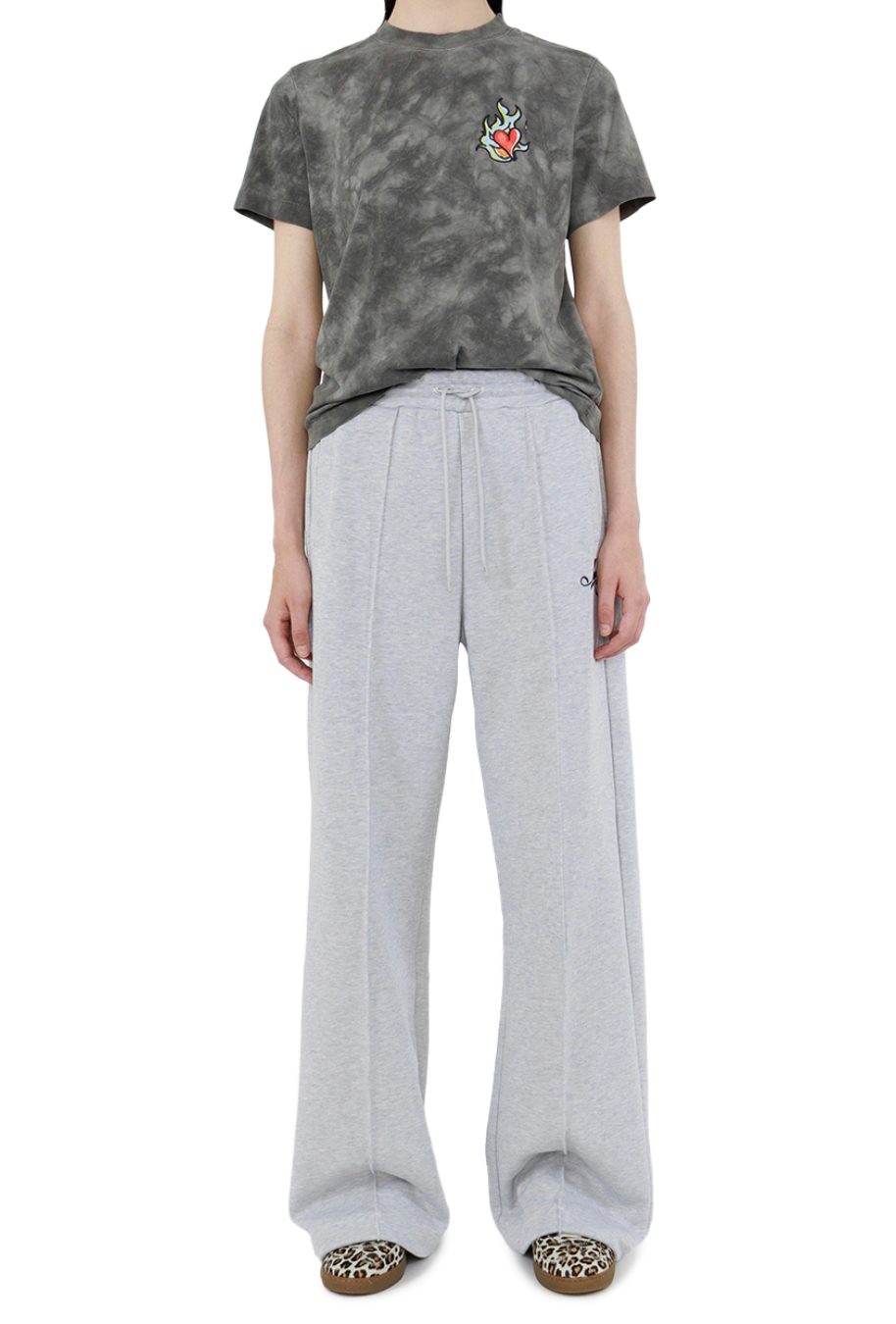 Grey Tie-Dye Heart Print T-Shirt