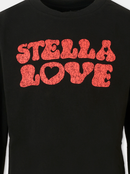 Girls Black Cotton Love Top