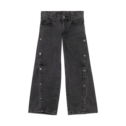 Denim Button Pants Black