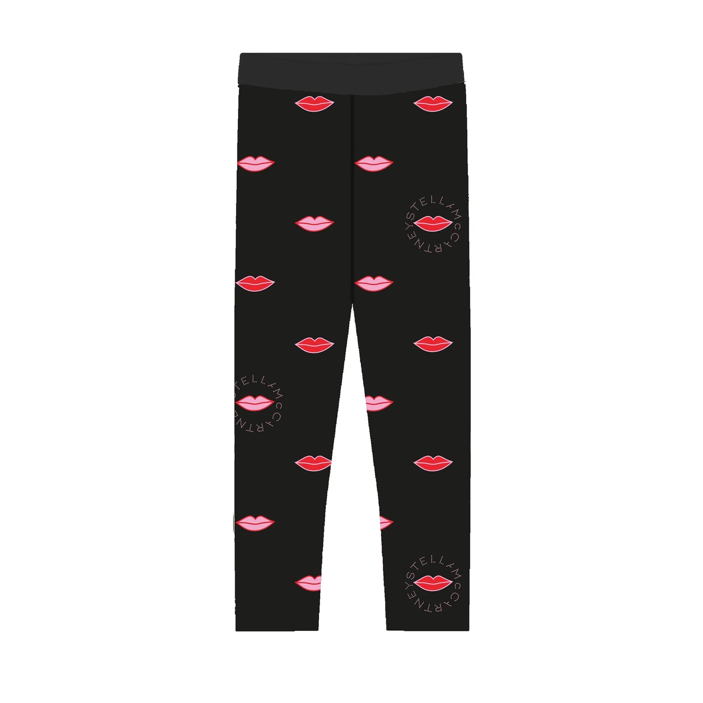 Girls Black Lips Leggings