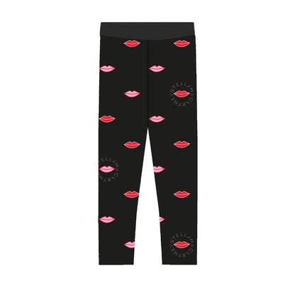 Girls Black Lips Leggings