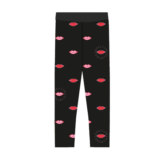 Girls Black Lips Leggings
