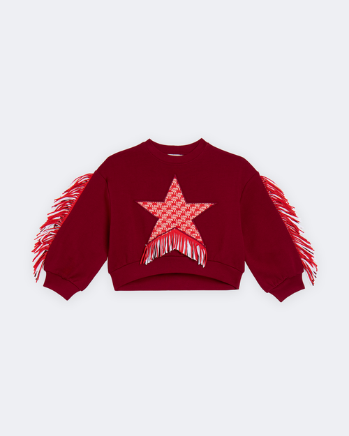 Къс блузон със звезда и ресни за момиче