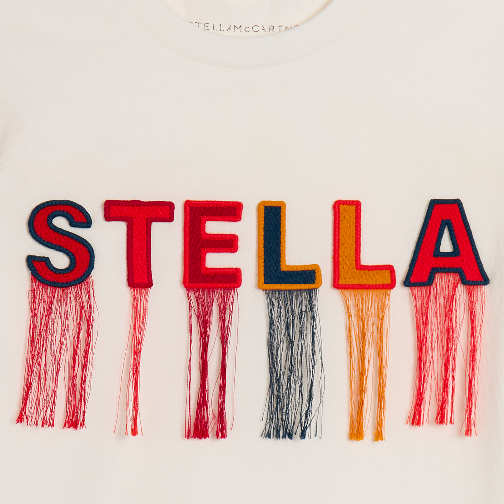Тениска с надпис STELLA и ресни за момиче
