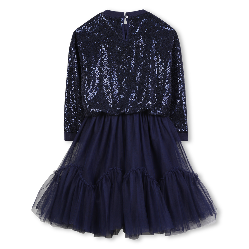 Bi-Material Navy Dress