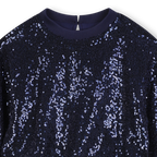 Bi-Material Navy Dress