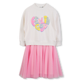 Pink And White Bi-Material Dress