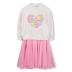 Pink And White Bi-Material Dress