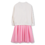 Pink And White Bi-Material Dress