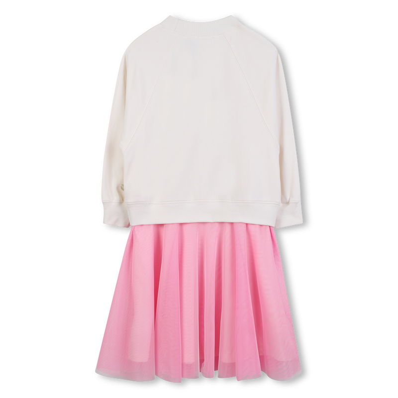 Pink And White Bi-Material Dress