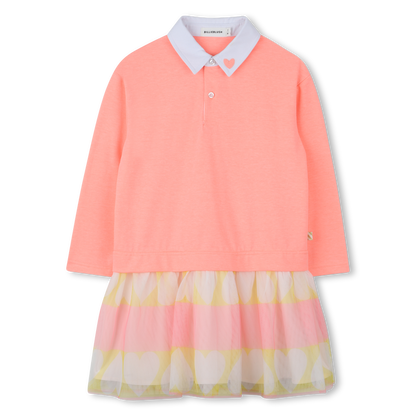 Bi-Material Peach Dress
