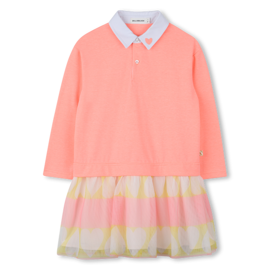 Bi-Material Peach Dress