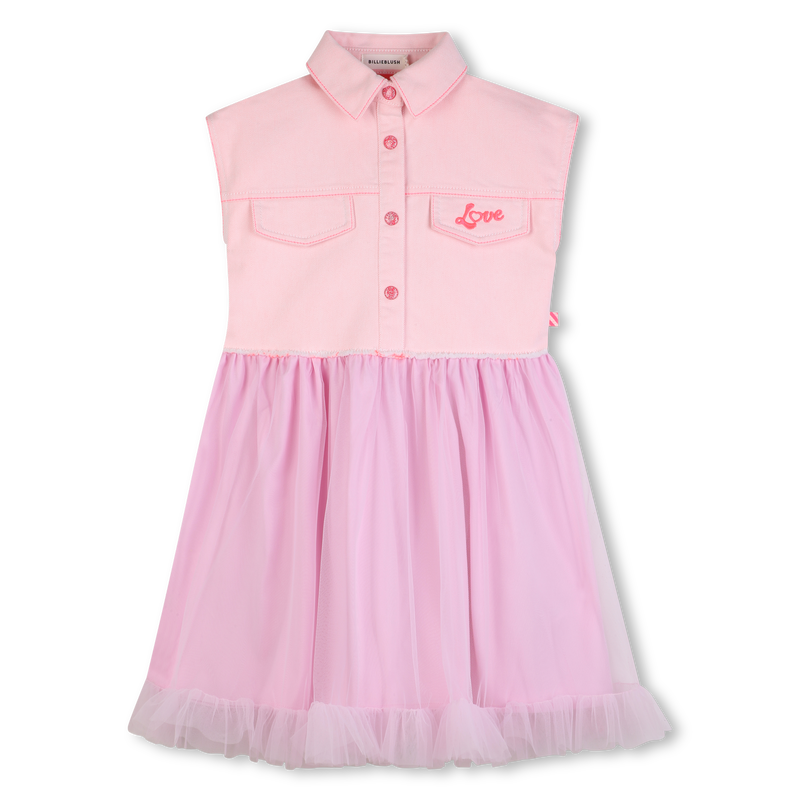 Bi-Material Pink Dress