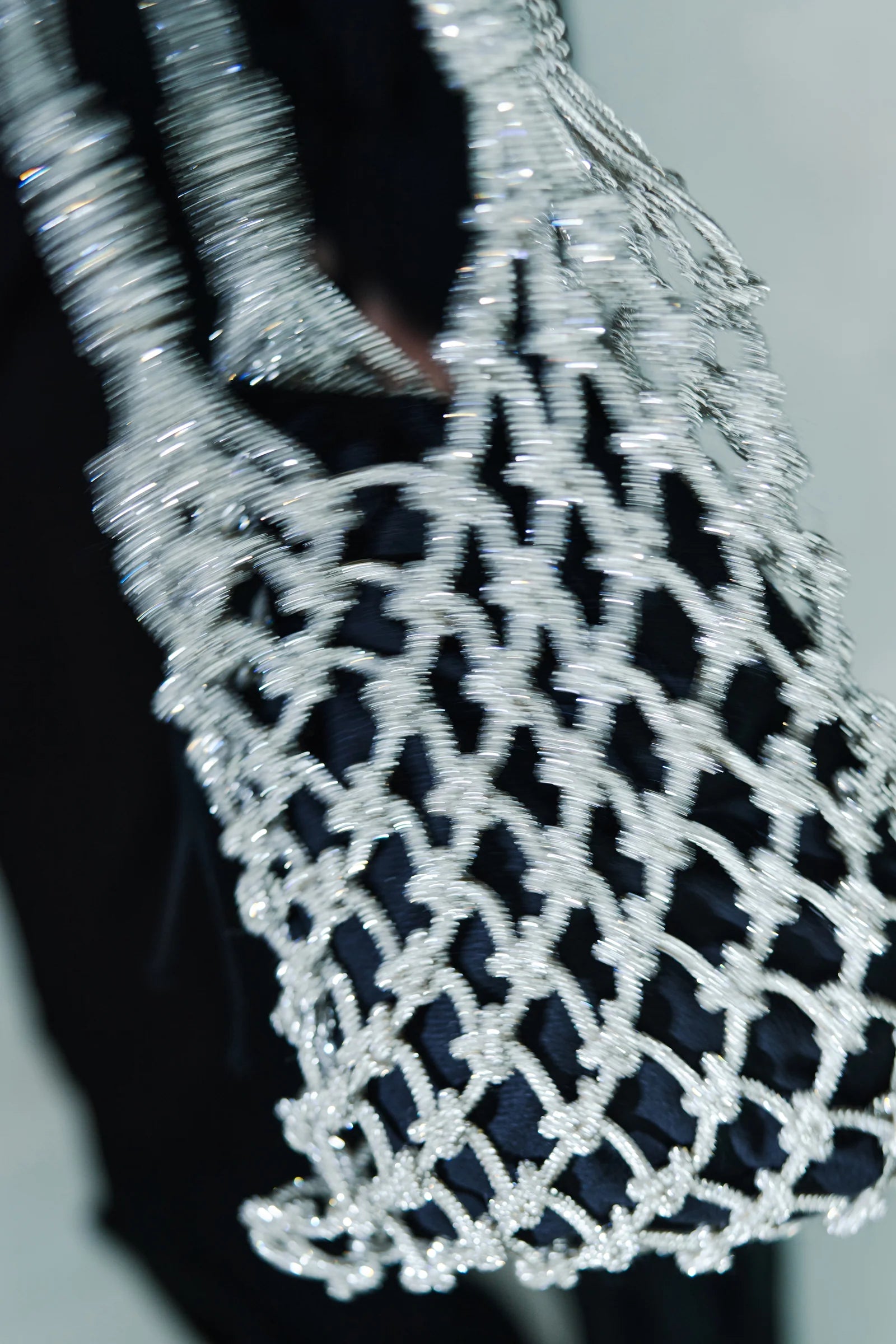 Crochet Bag With Rhinestone Cord