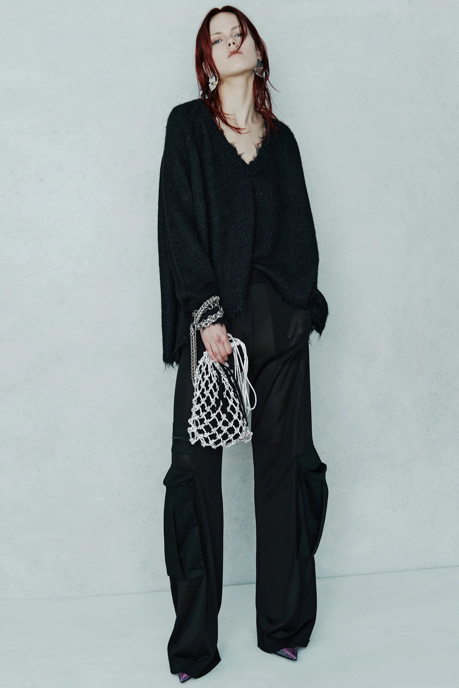 Crochet Bag With Rhinestone Cord