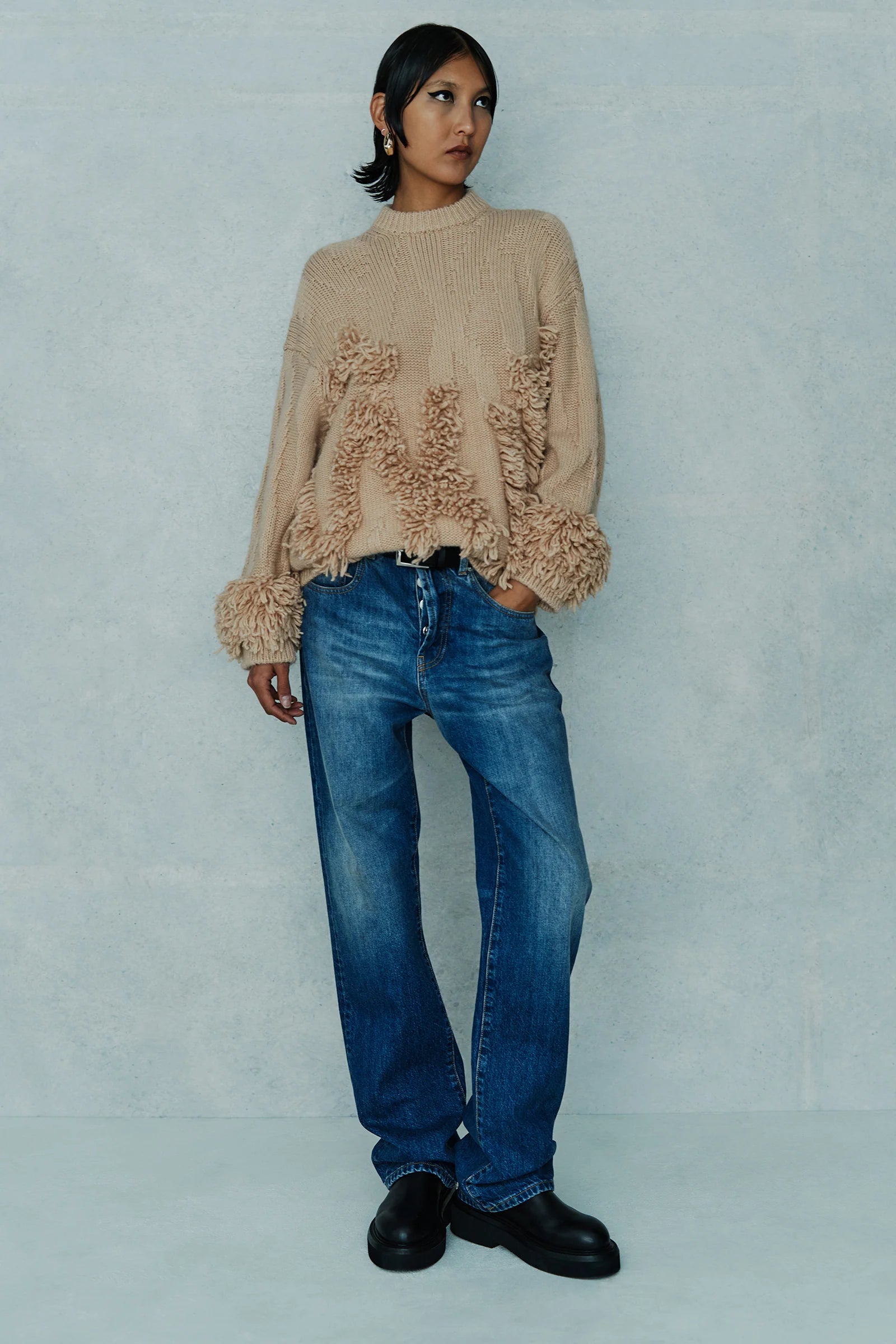 Leather Pockets Jeans