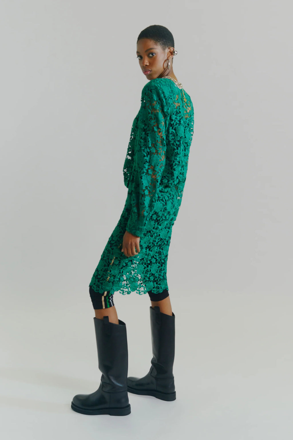 Stretch Leggings With Lamé Band