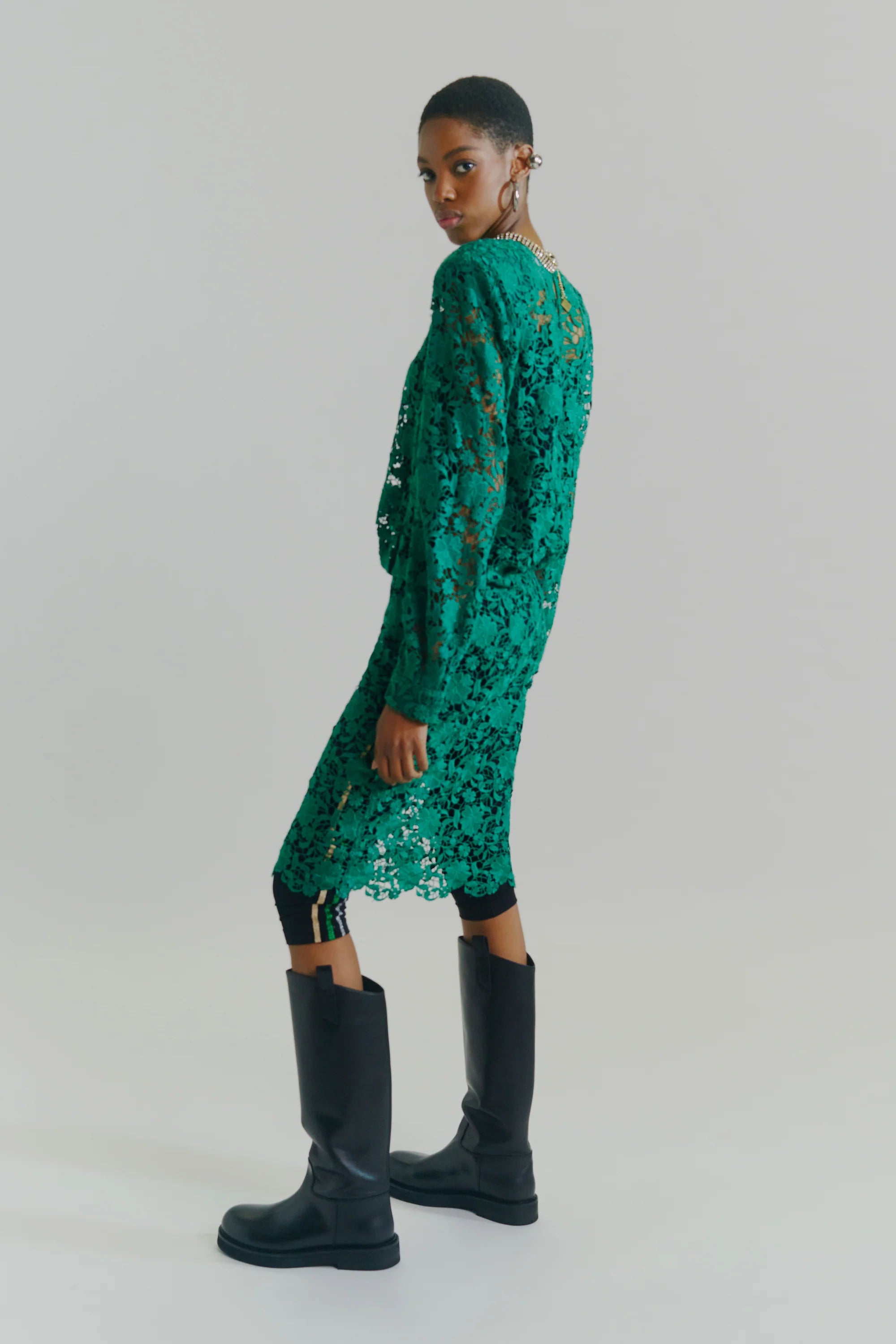 Stretch Leggings With Lamé Band