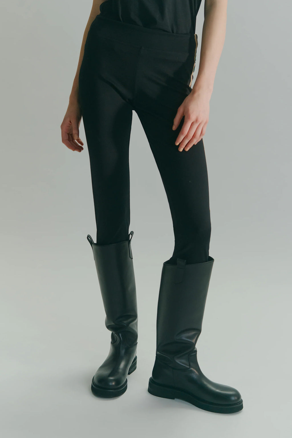 Stretch Leggings With Lamé Band