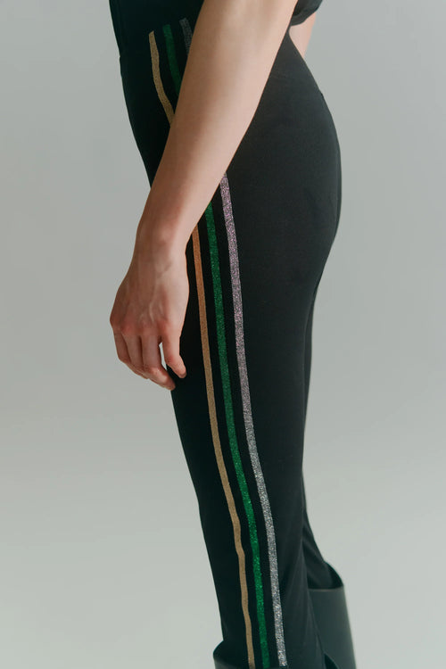 Stretch Leggings With Lamé Band