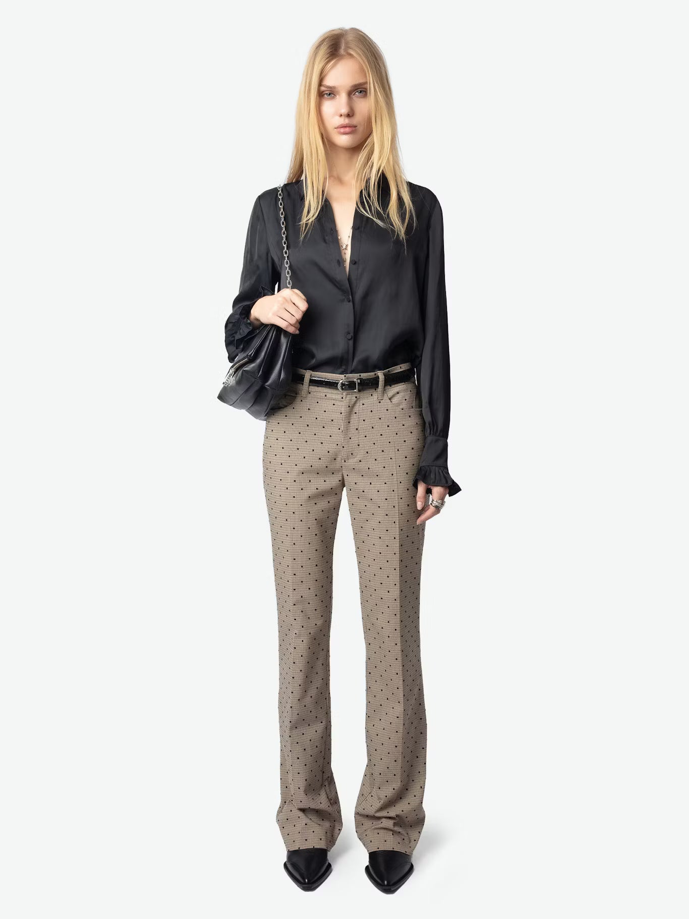 Thely Satin Black Shirt