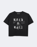 Черна тениска Rock n Roll с камъчета за момиче