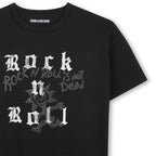 Черна тениска Rock n Roll с камъчета за момиче