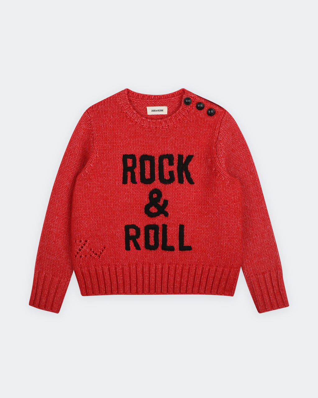 Червен пуловер с надпис Rock & Roll за момиче