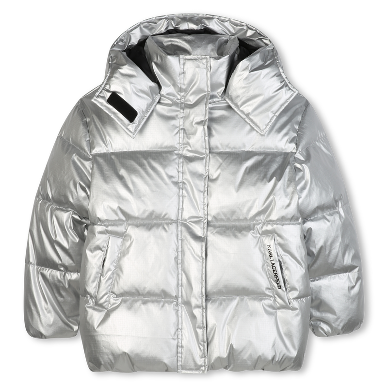 Silver Hooded Down Jacket