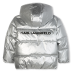 Silver Hooded Down Jacket
