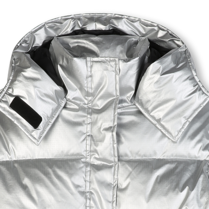 Silver Hooded Down Jacket