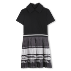 Short-Sleeve Pleated Dress