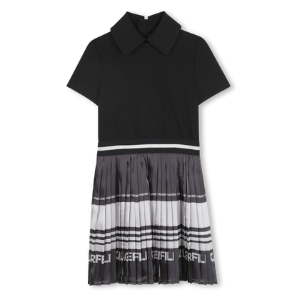 Short-Sleeve Pleated Dress