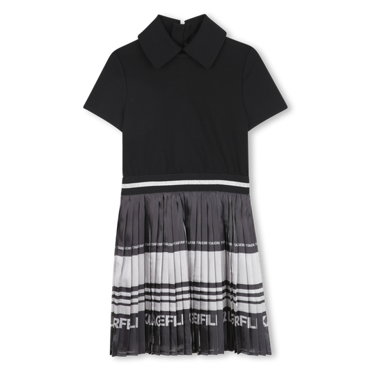 Short-Sleeve Pleated Dress