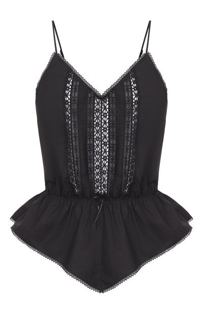 Black Cotton Poplin Top