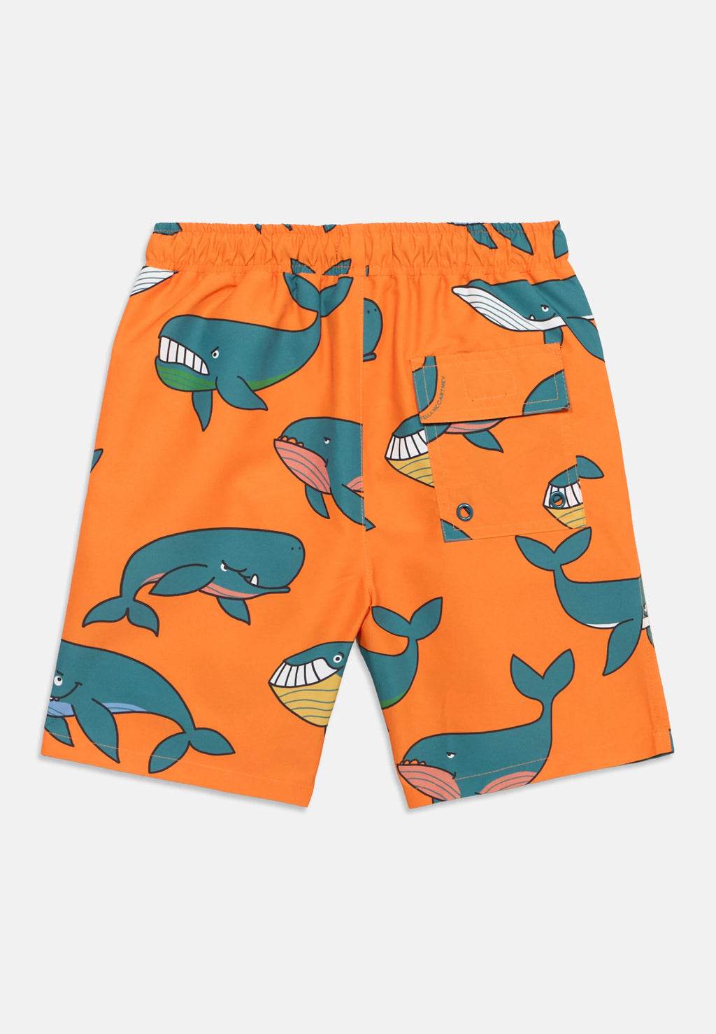 Orange Whale Print Shorts