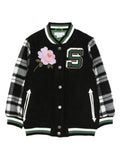 Black Bomber Jacket With Embroidery