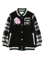 Black Bomber Jacket With Embroidery