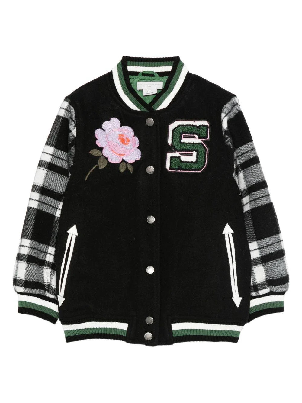 Black Bomber Jacket With Embroidery