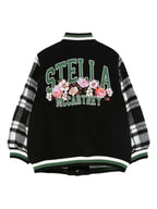 Black Bomber Jacket With Embroidery