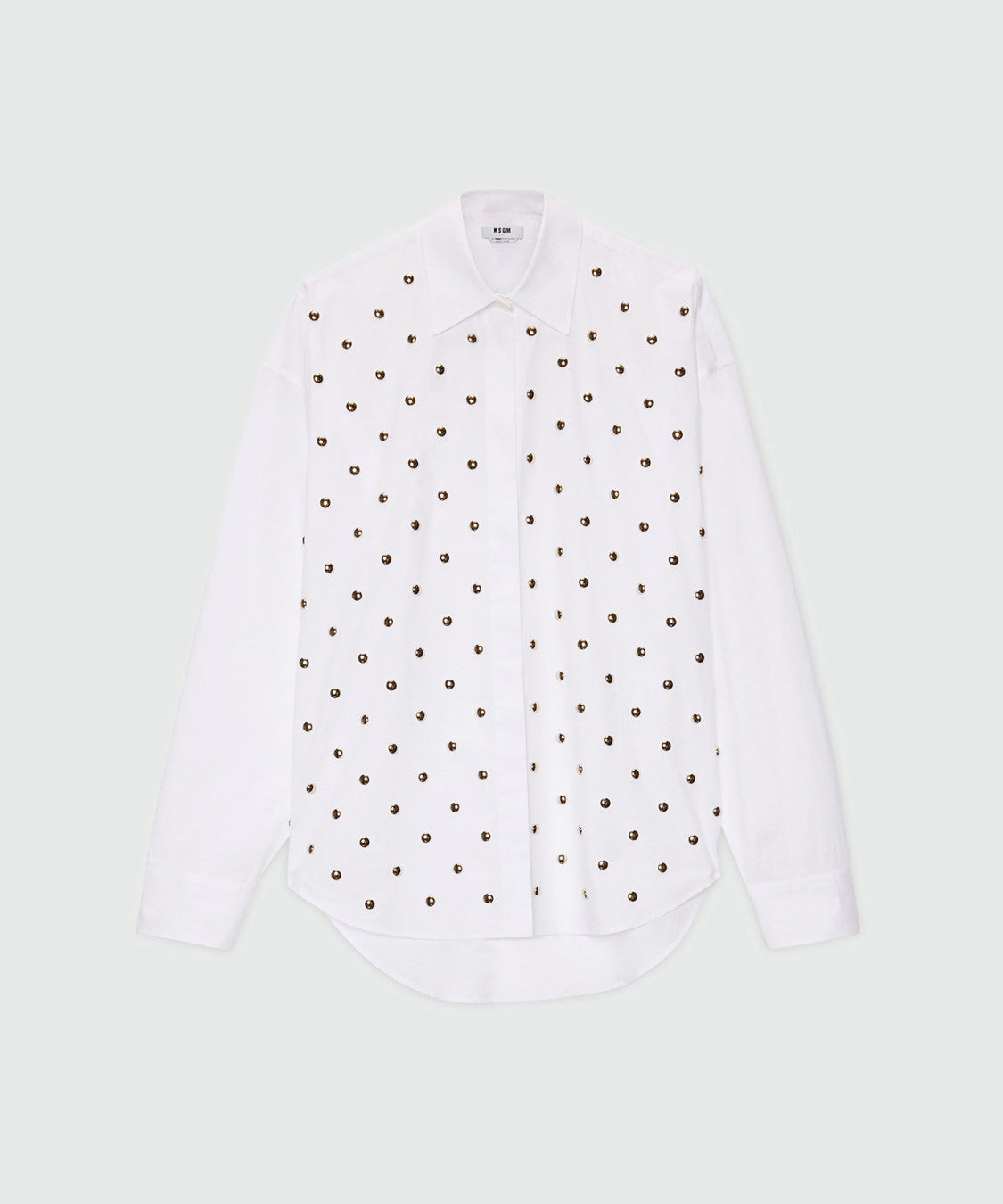 White Studded Cotton Poplin Shirt