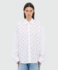 White Studded Cotton Poplin Shirt